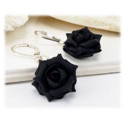 Black Rose Drop Earrings