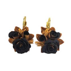 Black and Gold Rose Bouquet Earrings