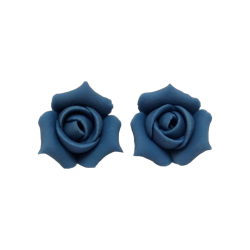 Blue Rosebud Stud Earrings