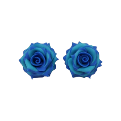 Blue Tipped Turquoise Rose Stud Earrings