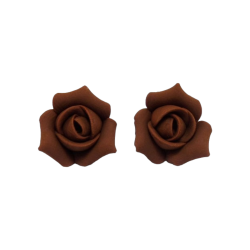 Brown Rosebud Stud Earrings