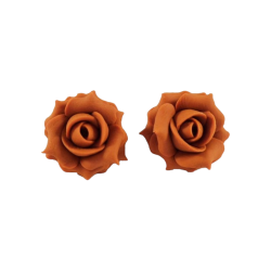 Orange Burnt Rose Stud Earrings