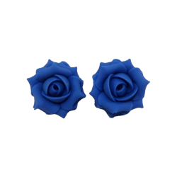 Blue Capri Rose Stud Earrings