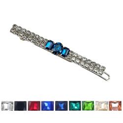 Center Gem Silver Rhinestone Barrette