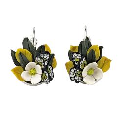 Chartreuse Plant Buttefly Earrings