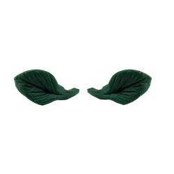 Dark Green Leaf Stud Earrings