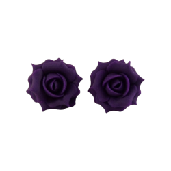 Purple Eggplant Rose Stud Earrings