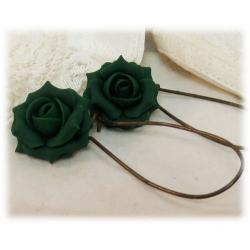 Green Emerald Rose Drop Earrings