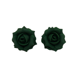 Green Emerald Rose Stud Earrings