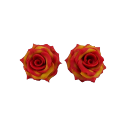 Fire Tipped Rose Earring Studs