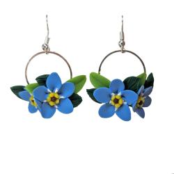 Forget Me Not Bouquet Hoop Earrings