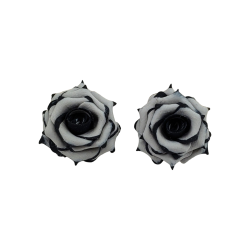 Black Tipped Gray Rose Stud Earrings