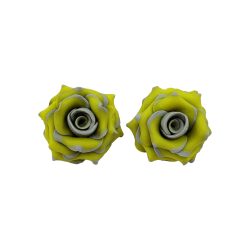 Gray Tipped Yellow Rose Stud Earrings