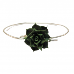 Green Succulent Sterling Silver Bracelet