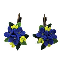 Indigo Blue Hydrangea Bouquet Earrings