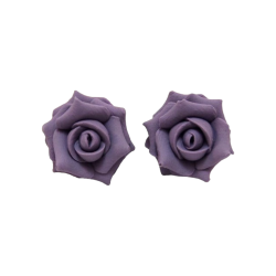 Purple Lavender Rose Stud Earrings