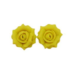 Yellow Lemon Rose Stud Earrings