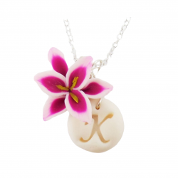 Stargazer Lily Initial Necklace