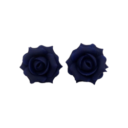 Blue Navy Rose Stud Earrings