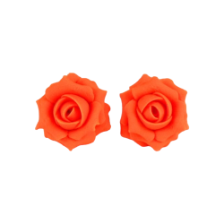 Neon Orange Rose Stud Earrings