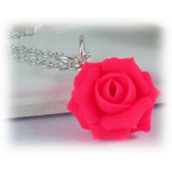 Neon Pink Rose Necklace