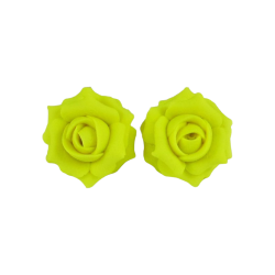 Neon Yellow Rose Stud Earrings