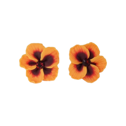 Orange Hibiscus Stud Earrings