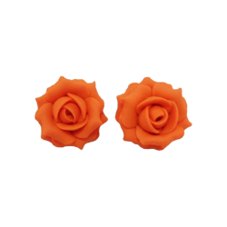 Orange Rose Stud Earrings