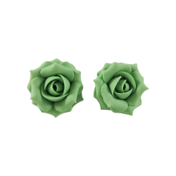 Green Peridot Rose Stud Earrings