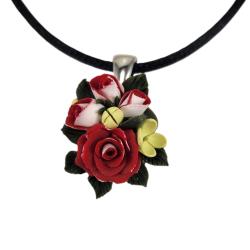 Petite Osiria Red Rose Pendant Choker Necklace