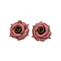 Olive Tipped Pink Rose Stud Earrings