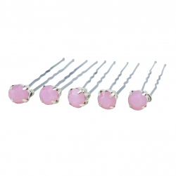 Pink Opal Rhinestone Hair Pins