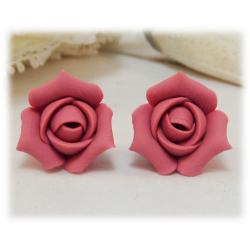 Pink Rosebud Stud Earrings