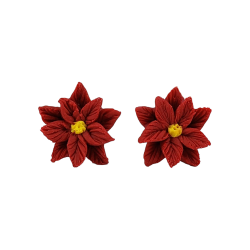 Red Poinsettia Stud Earrings