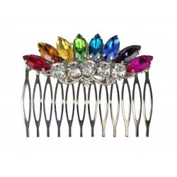Rainbow Rhinestone Crown Hair Comb