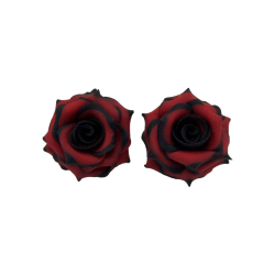 Black Tipped Red Rose Stud Earrings