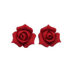 Red Rosebud Stud Earrings