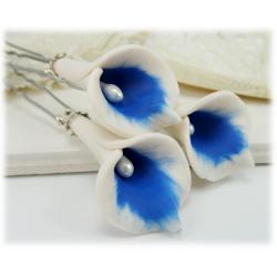 Royal Blue Calla Lily Hair Pins