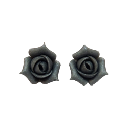 Silver Gray Rosebud Stud Earrings