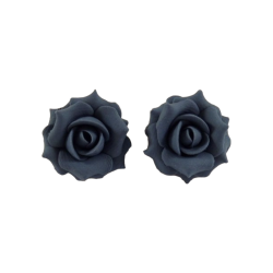 Blue Sapphire Rose Stud Earrings