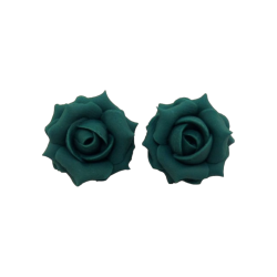 Teal Rose Stud Earrings