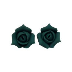 Teal Rosebud Stud Earrings