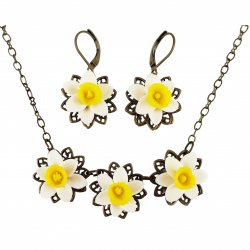 Three Daffodil Jewelry Set