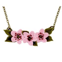Three Tiny Cherry Blossoms Necklace