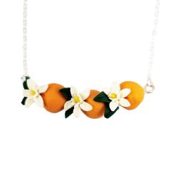 Tiny Orange Blossoms Flower Bar Necklace