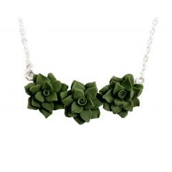 Tiny Succulents Flower Bar Necklace