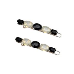 Tiny Black White Opal Barrettes