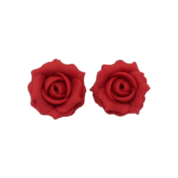 Red Tomato Rose Stud Earrings