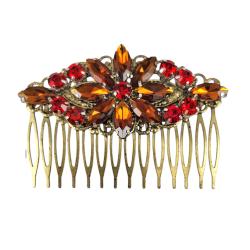 Topaz Red Rhinestone Hair Comb