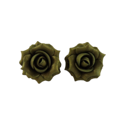 Green Vintage Rose Stud Earrings